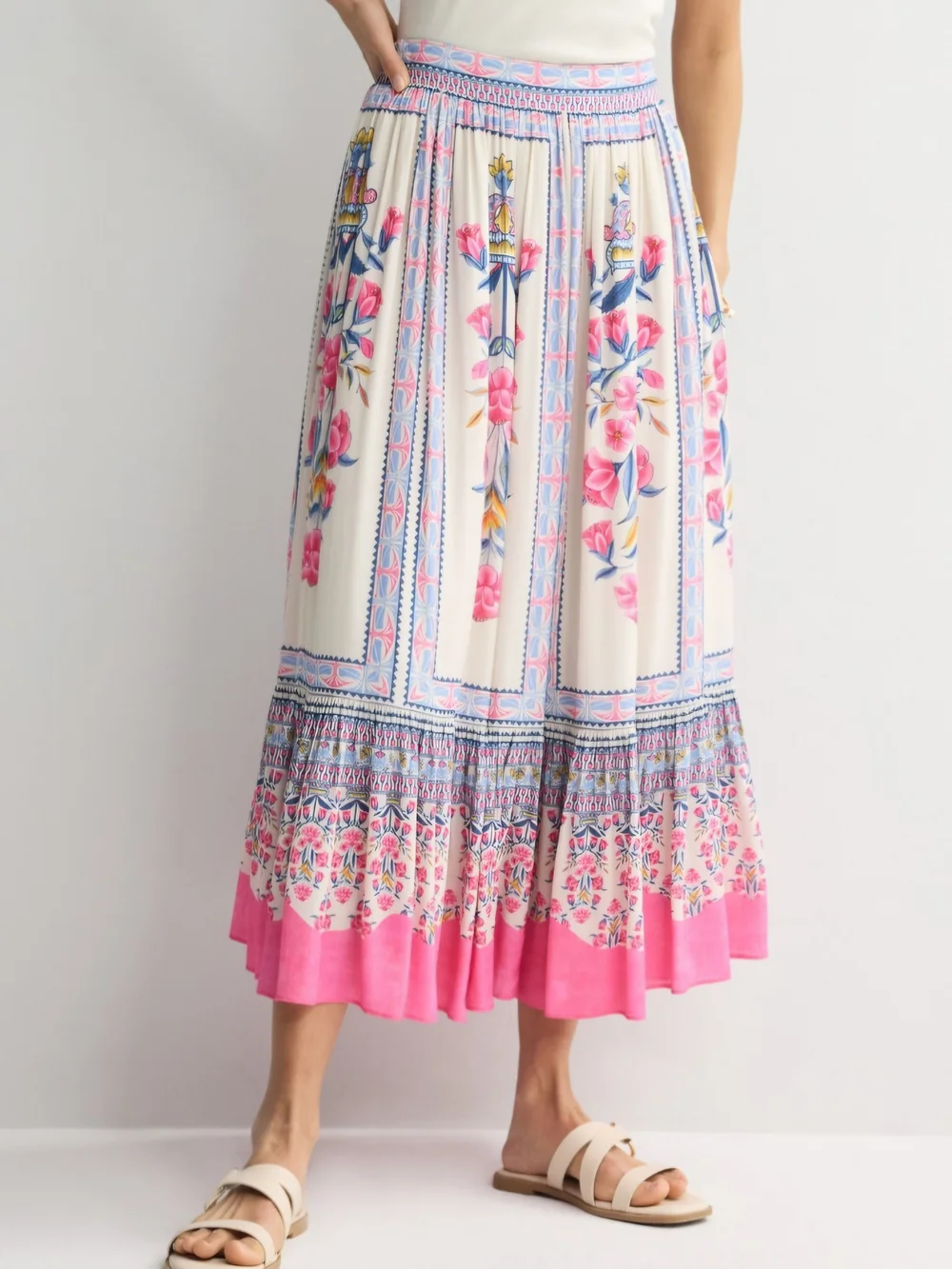 Farmers Market Pink Floral Boho Maxi Skirt | Size Small - NWT